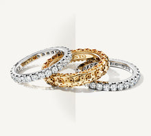 Load image into Gallery viewer, Rendezvous Stacker Rings<br>14K Gold &amp; Sterling Silver<br>w/Pavé Diamond
