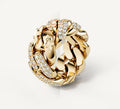 14K Gold Cuban Link Band<br>w/White Pavé Diamonds