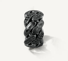 Load image into Gallery viewer, Sterling Silver Cuban Link Band<br>w/Black Patina &amp; Black Pavé Diamonds

