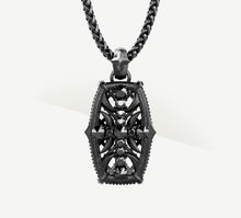 Load image into Gallery viewer, Cross Fire Tag / Sterling Silver<br>Black Patina &amp; White Pavé Diamonds / 14K Gold Crown Accent

