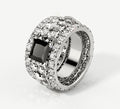 Elite Stacker Band Rings<br>Sterling Silver w/ Pavé Diamonds<br>Black Onyx Center Stone
