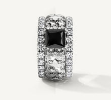 Load image into Gallery viewer, Elite Stacker Band Rings<br>Sterling Silver w/ Pavé Diamonds<br>Black Onyx Center Stone
