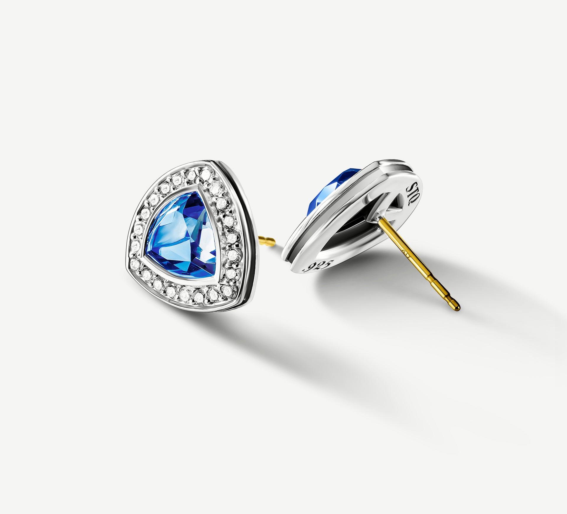 Diamond Shield Earrings<br>in Sterling Silver