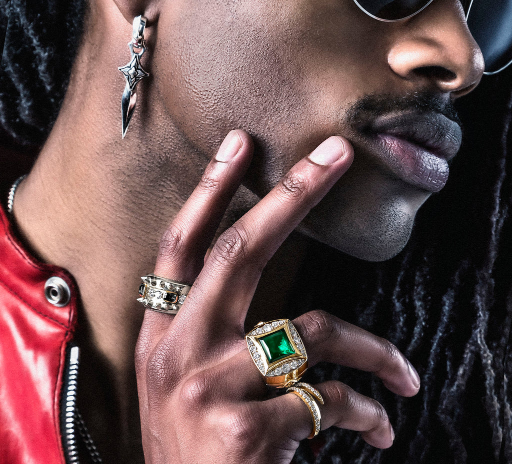 The Grand Signet Ring<br>Diamonds / Emerald & Mixed Metals