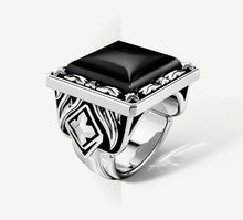 Load image into Gallery viewer, Fire &amp; Ice Signet Ring<br>Sterling Silver / Black Onyx
