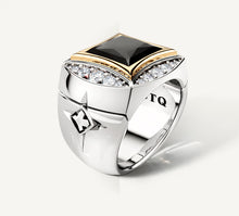 Load image into Gallery viewer, The Grand Signet Ring<br>with Pavé Diamonds &amp; Featured Black Onyx
