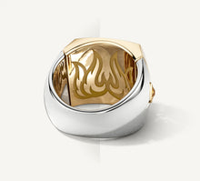 Load image into Gallery viewer, Grand Signet Ring in Mixed Metals<br>with Pavé Diamonds &amp; Featured Emerald
