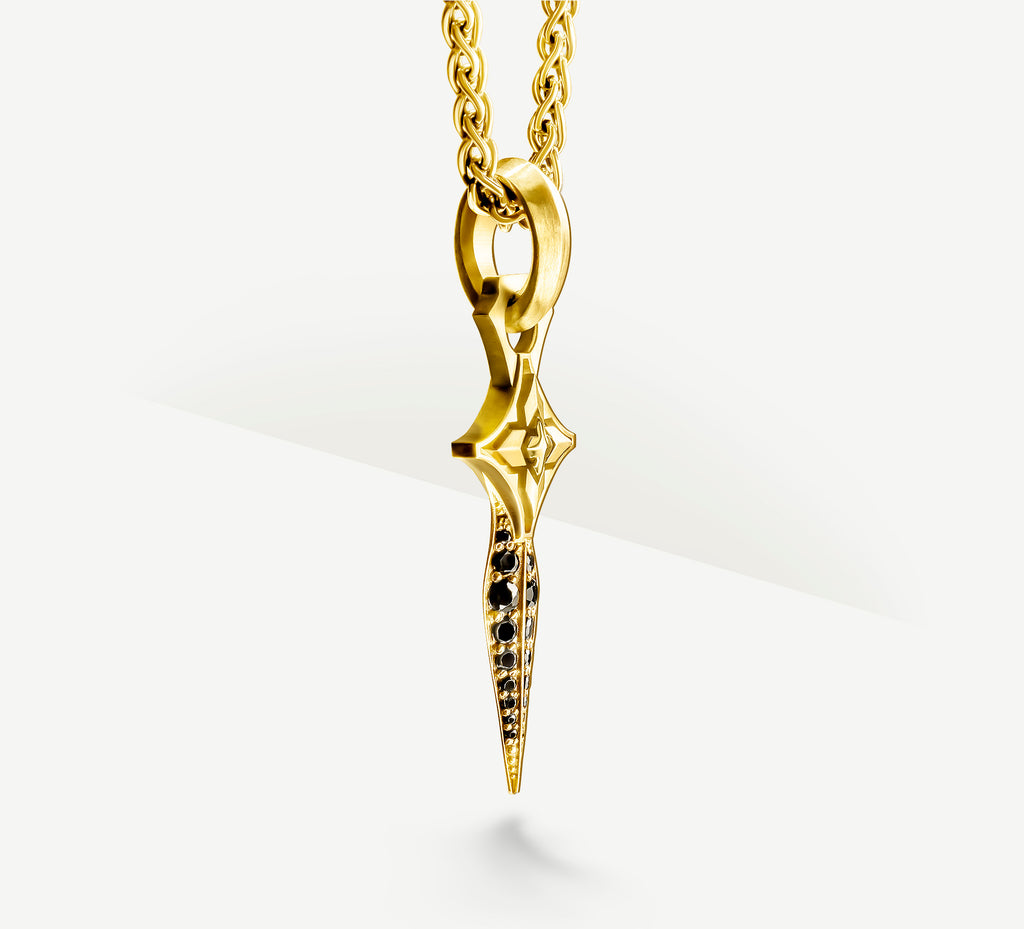 Star Dagger / 18K Gold<br>w/Black Pavé Diamonds