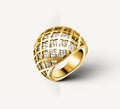 14K Gold Domed Trellis Ring<br>w/Micro Pavé Diamonds