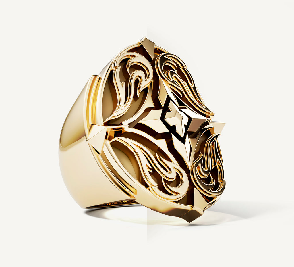 Phoenix Signet Ring<br>in 14k Yellow Gold