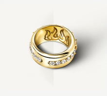 Load image into Gallery viewer, Spiked Rebel Ring / 14K Gold&lt;br&gt;w/Diamonds &amp; Emeralds
