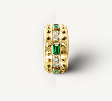 Load image into Gallery viewer, Spiked Rebel Ring / 14K Gold&lt;br&gt;w/Diamonds &amp; Emeralds
