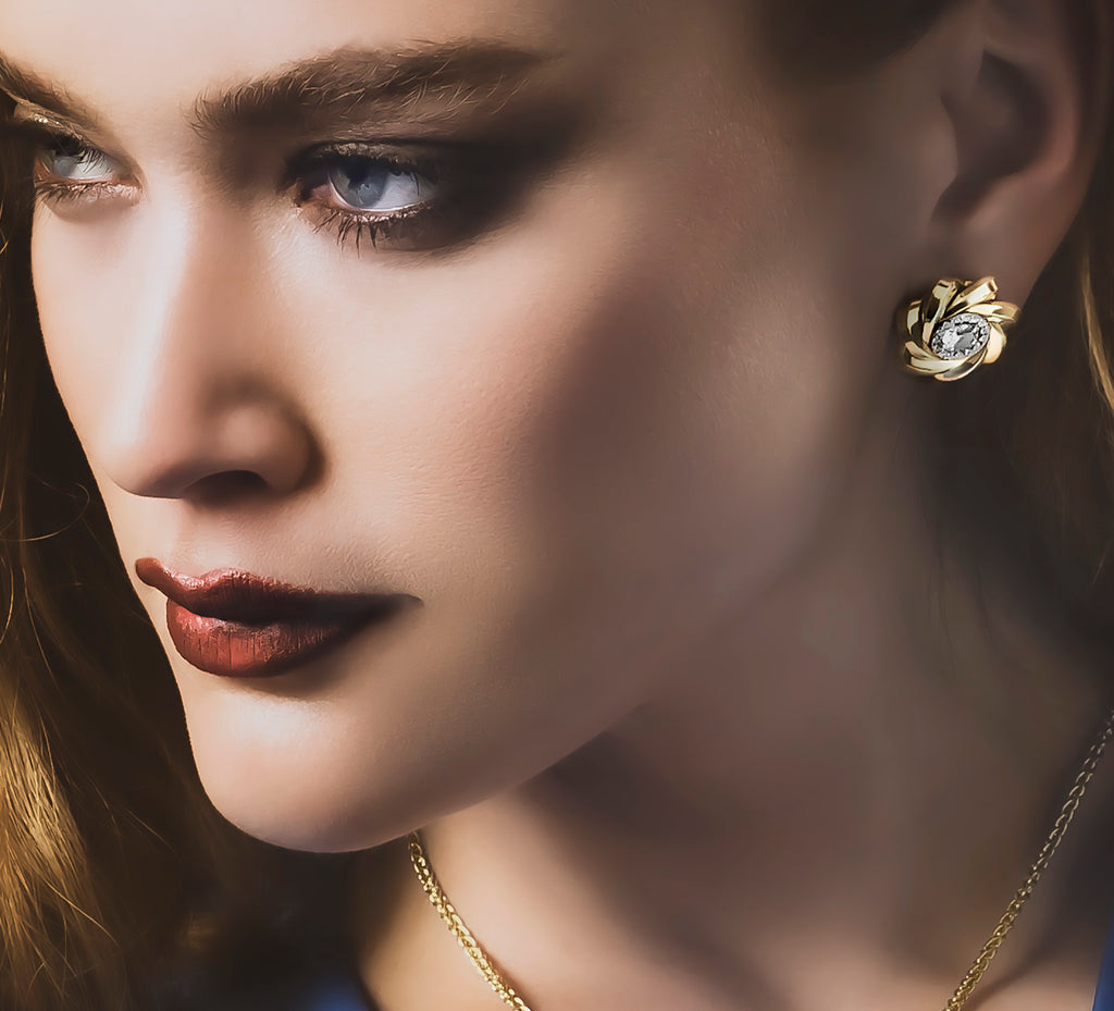 Star Talon Earrings<br>Pavé Diamonds / 14K Gold