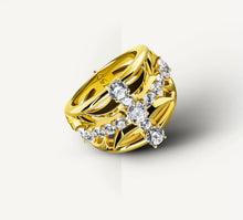 Load image into Gallery viewer, Crossfire Ring / 14K Gold&lt;br&gt;w/Diamond Cross
