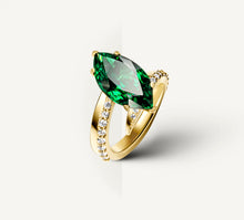 Load image into Gallery viewer, Marquise Ring&lt;br&gt;Emerald Stone / 14K Gold
