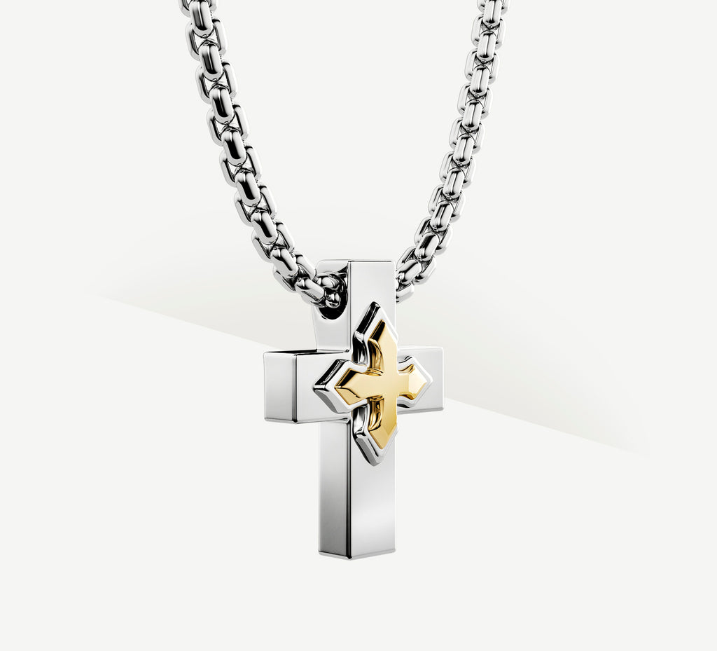 Latin Cross<br>Sterling Silver / 14K Gold
