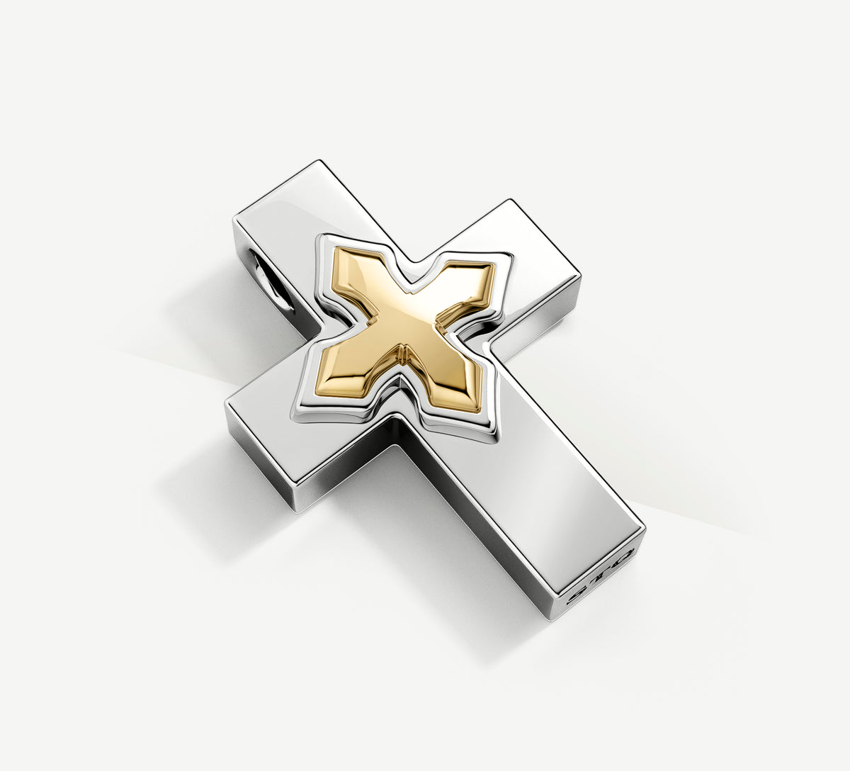Latin Cross<br>Sterling Silver / 14K Gold
