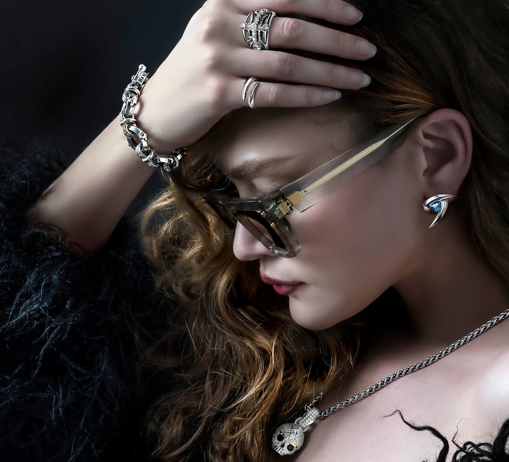 Crossfire Ring / Sterling Silver<br>w/Diamond Cross