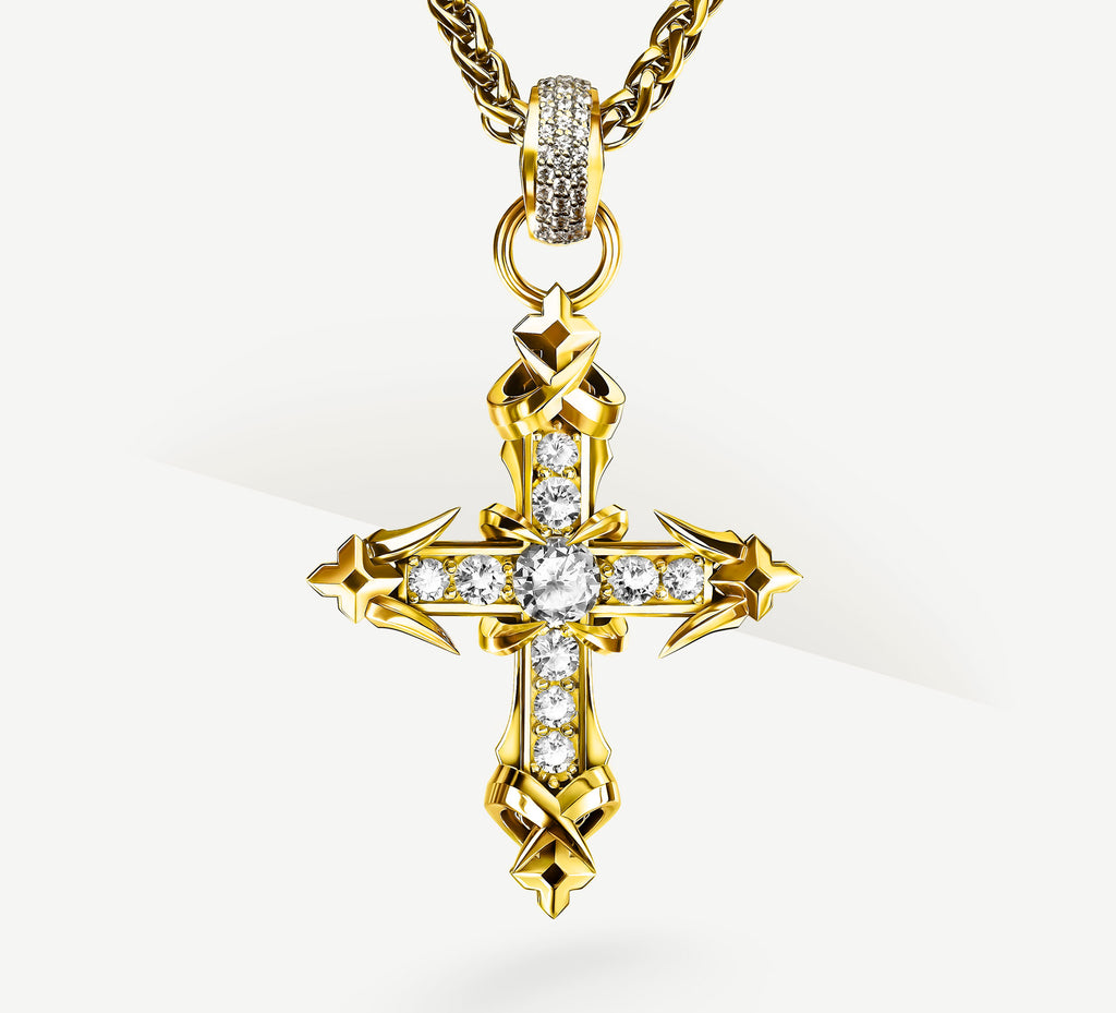 REGAL II Cross / 14K Gold<br>w/Pavé Diamonds / Talon Details