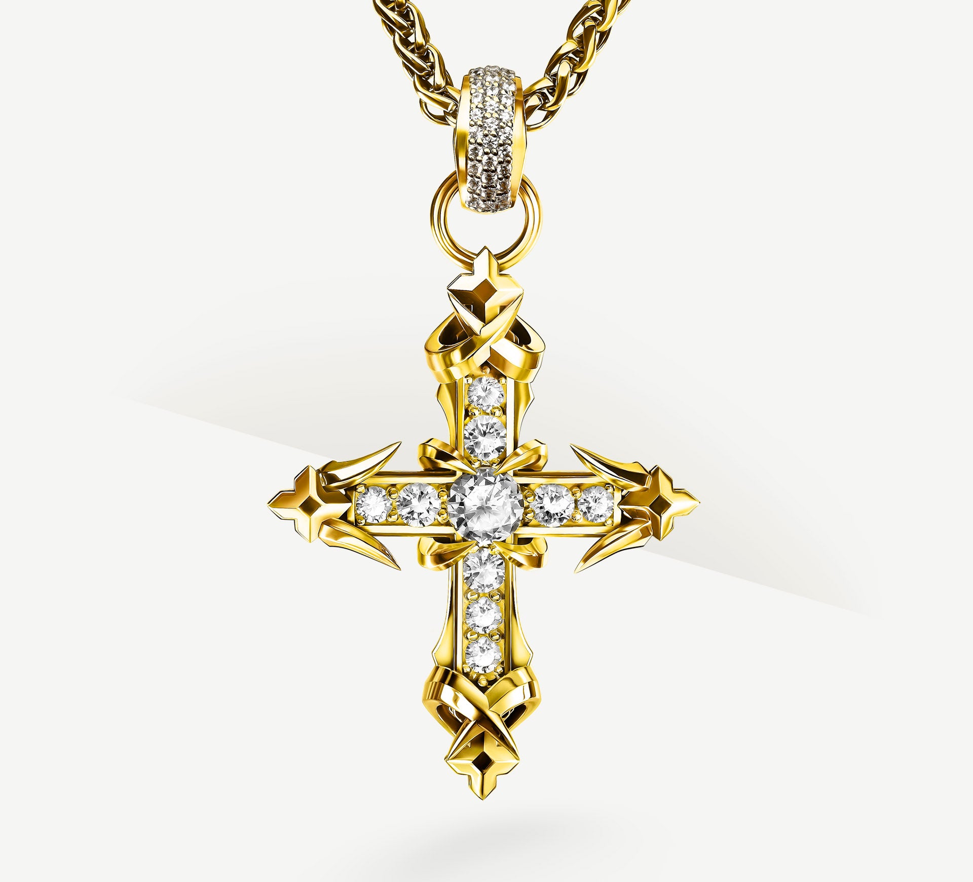 REGAL II Cross / 14K Gold<br>w/Pavé Diamonds / Talon Details