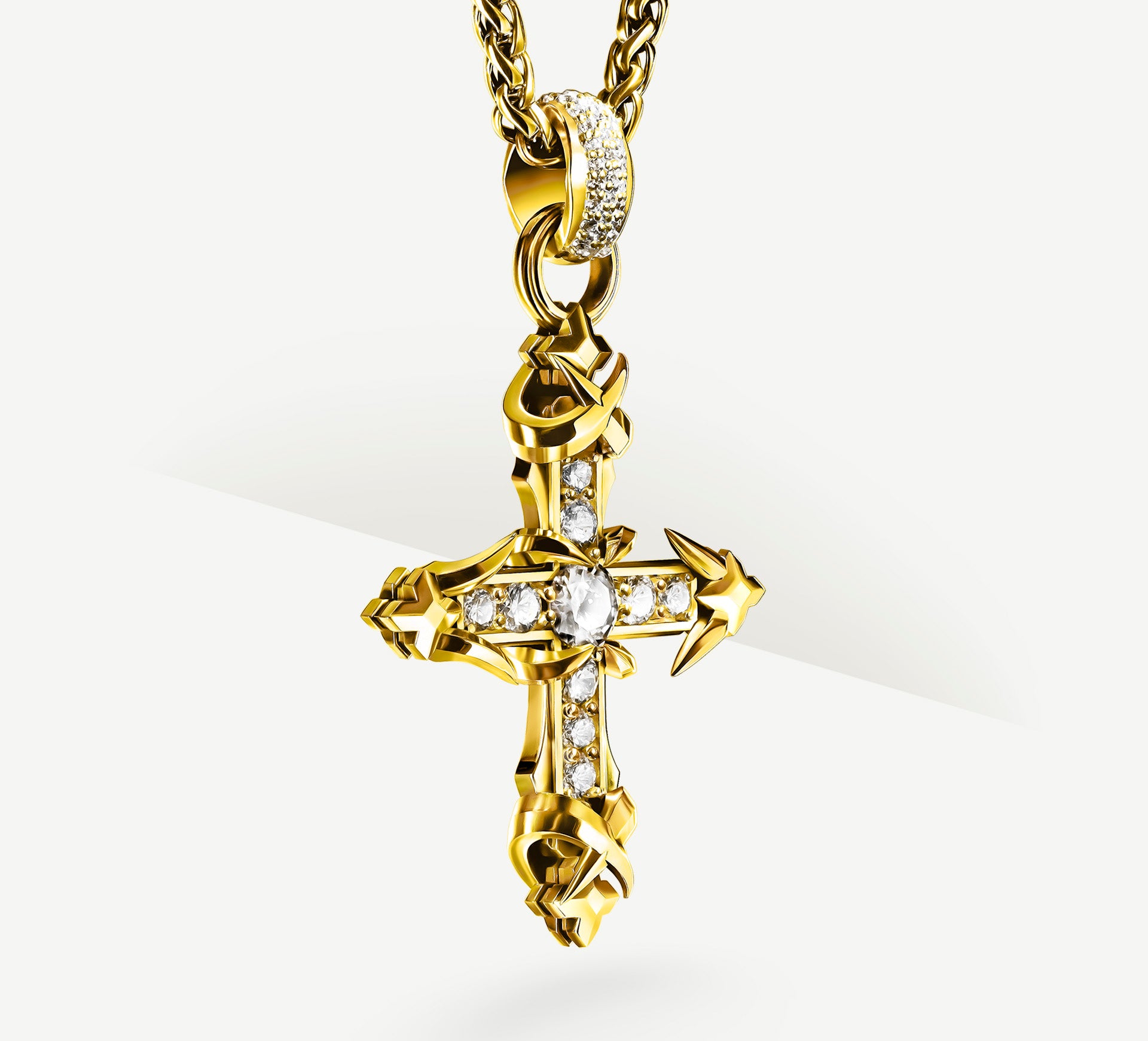 REGAL II Cross / 14K Gold<br>w/Pavé Diamonds / Talon Details