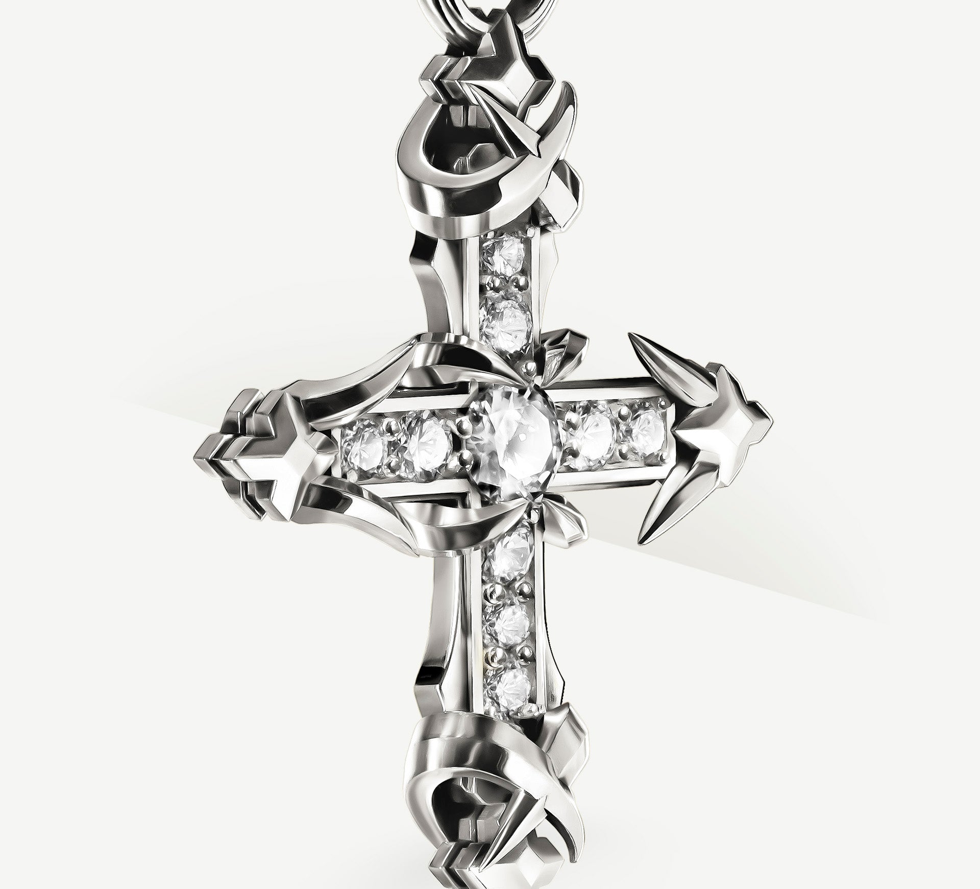 REGAL II Cross / Sterling Silver<br>w/Pavé Diamonds / Talon Details