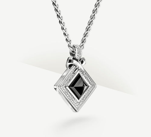 Black Onyx Pyramid Medallion<br>w/Pavé Diamonds / Talon Detail