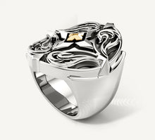 Load image into Gallery viewer, Phoenix Signet Ring<br>in Sterling Silver w/14k Gold Accent

