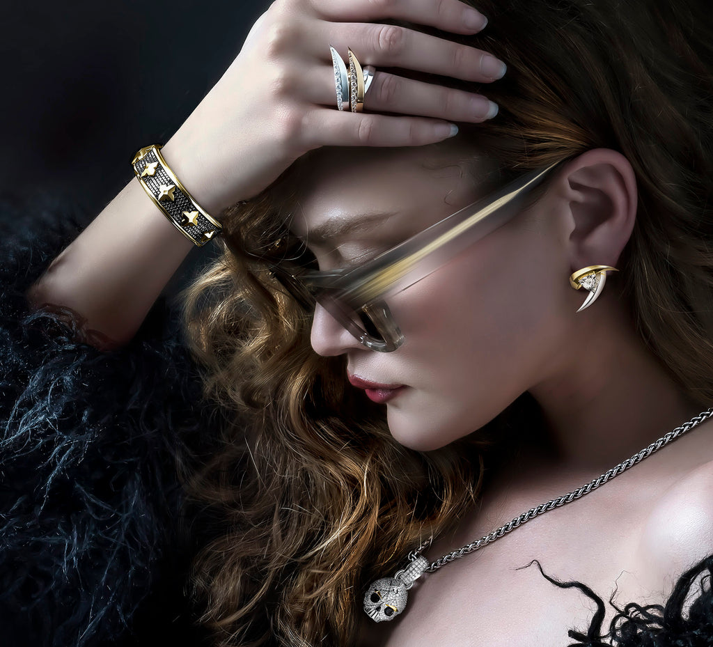 Phoenix Cuff / 14k Yellow Gold<br>w/Black Pavé-Set Diamonds