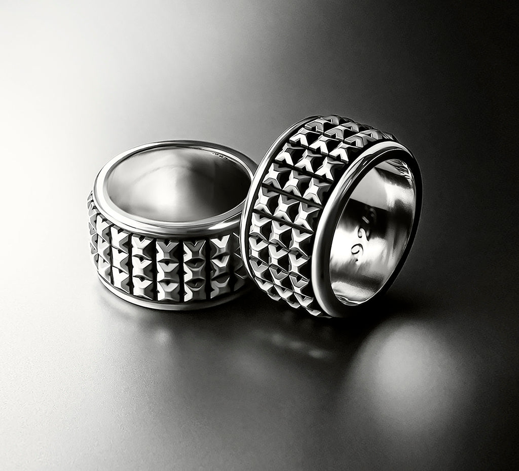 Triple Stud Band Ring<br>in Sterling Silver