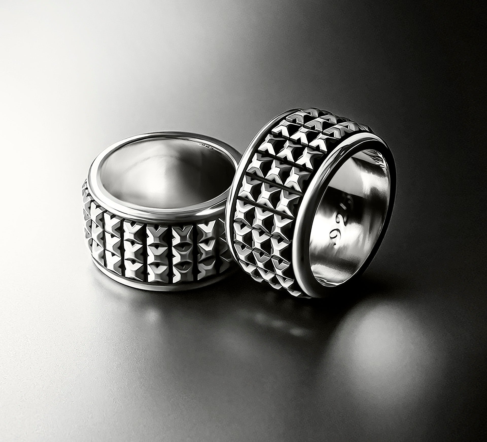 Triple Stud Band Ring<br>in Sterling Silver