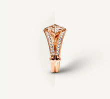 Load image into Gallery viewer, Center Crown Ring&lt;br&gt;in 18K Rose Gold w/Pavé Diamonds
