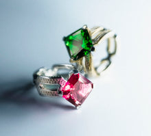 Load image into Gallery viewer, Crystal Link Band&lt;br&gt;Featured Pink Tourmaline&lt;br&gt;Sterling Silver / Pavé Diamonds
