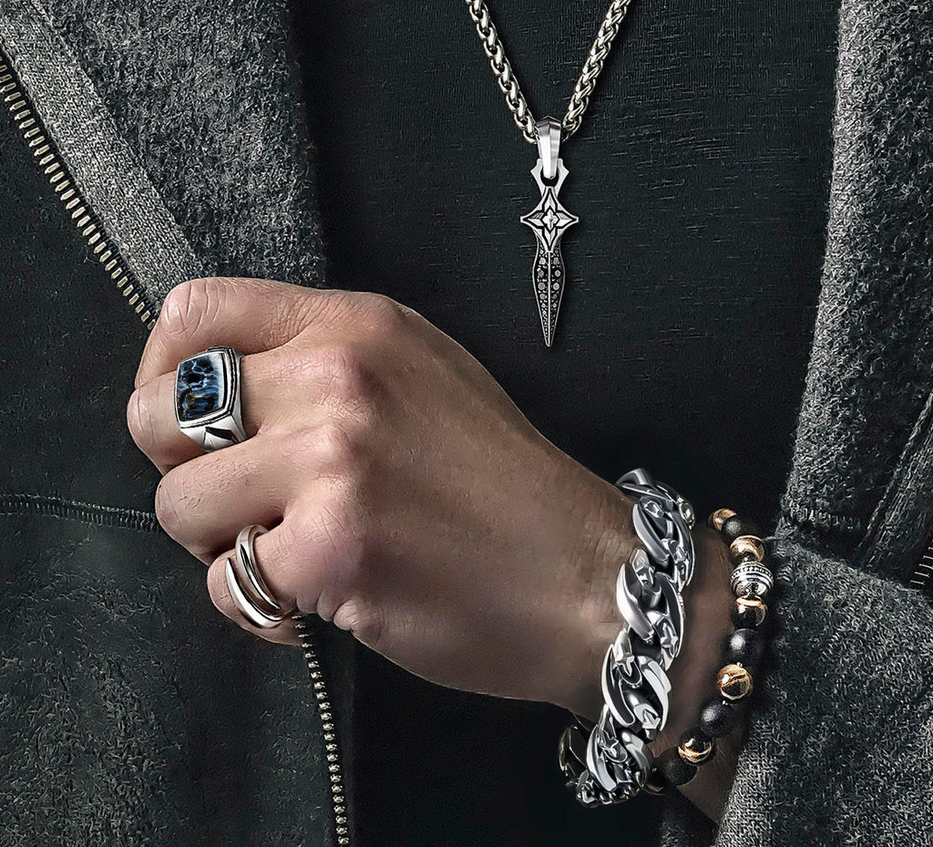 Arrow Signet Ring<br>w/Exotic Pietersite Stone