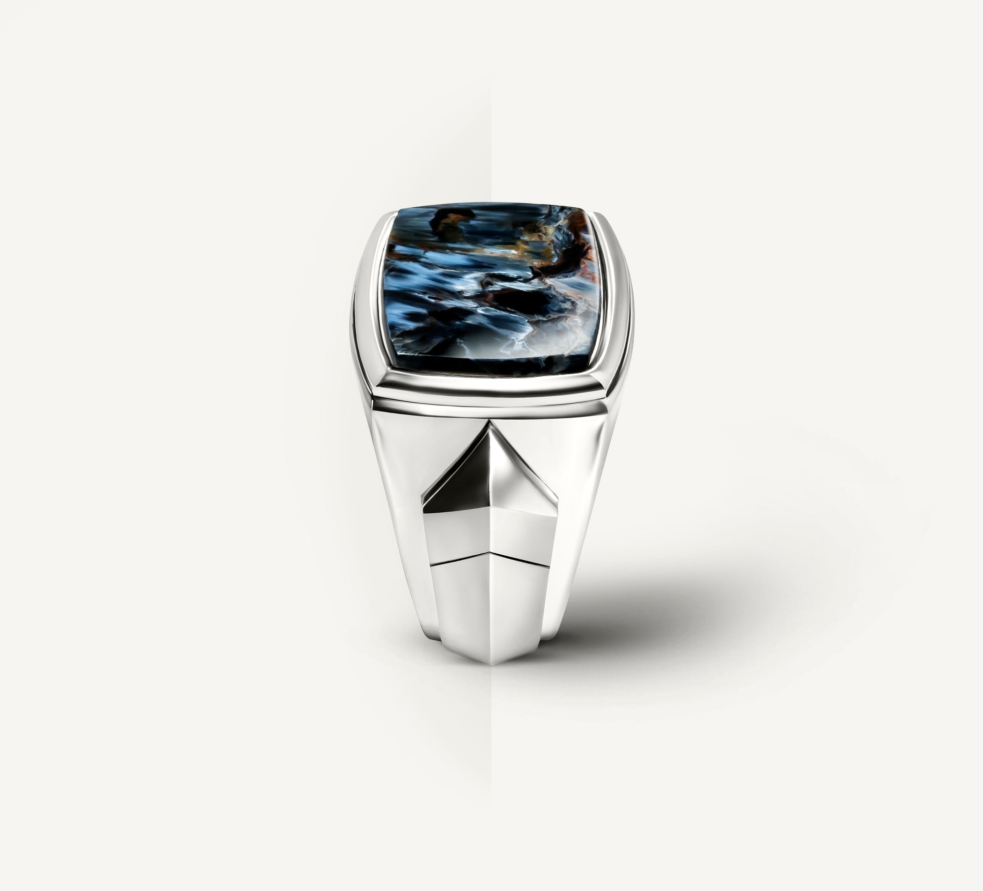 Arrow Signet Ring<br>w/Exotic Pietersite Stone