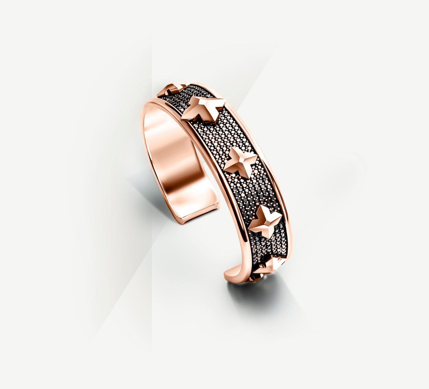Phoenix Cuff / 14k Rose Gold<br>w/Black Pavé-Set Diamonds