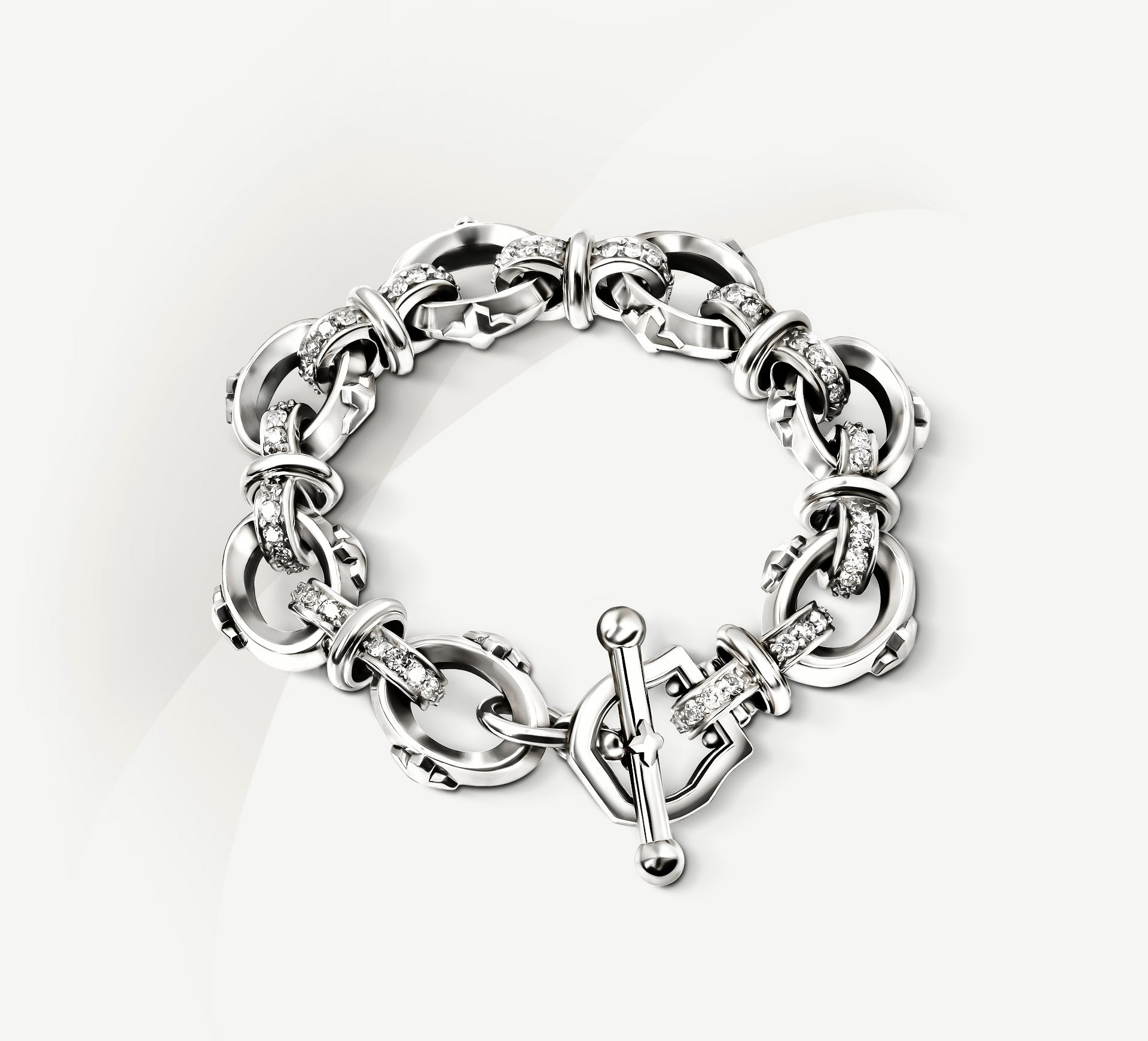 19mm Signature Link Bracelet<br>Sterling Silver w/Pavé Diamonds