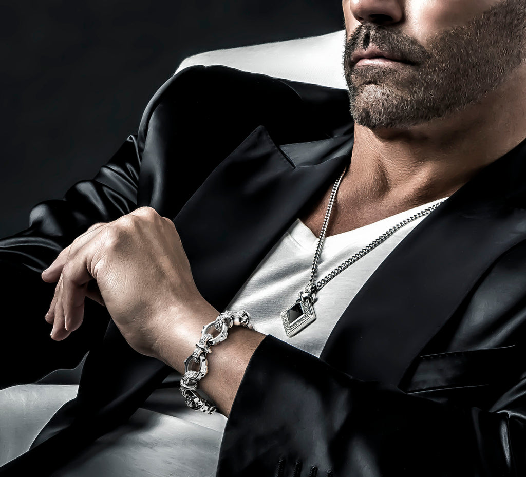 19mm Signature Link Bracelet<br>Sterling Silver w/Pavé Diamonds