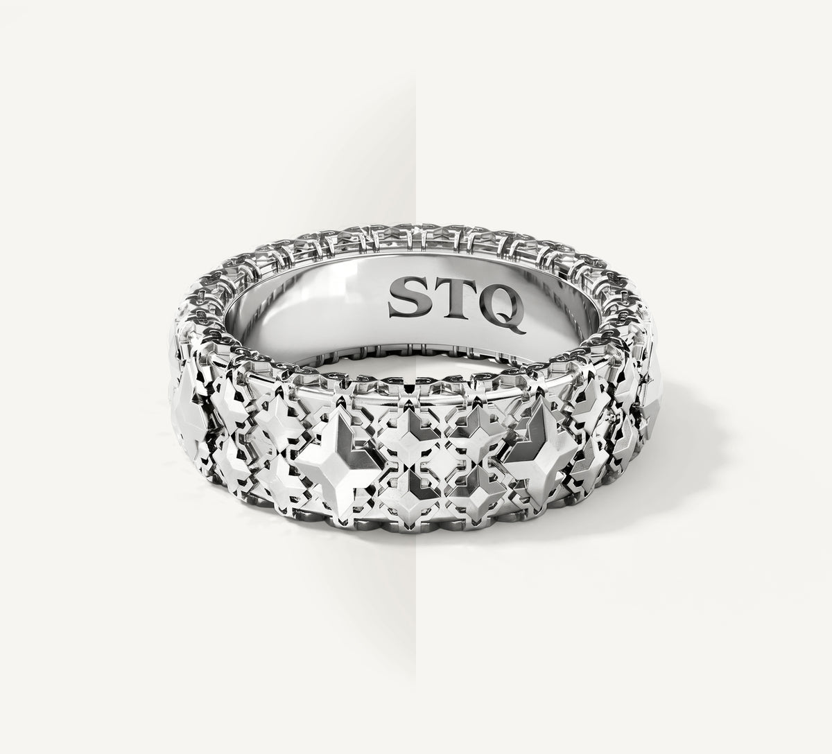 Double Crown Stacker Ring<br>in Sterling Silver