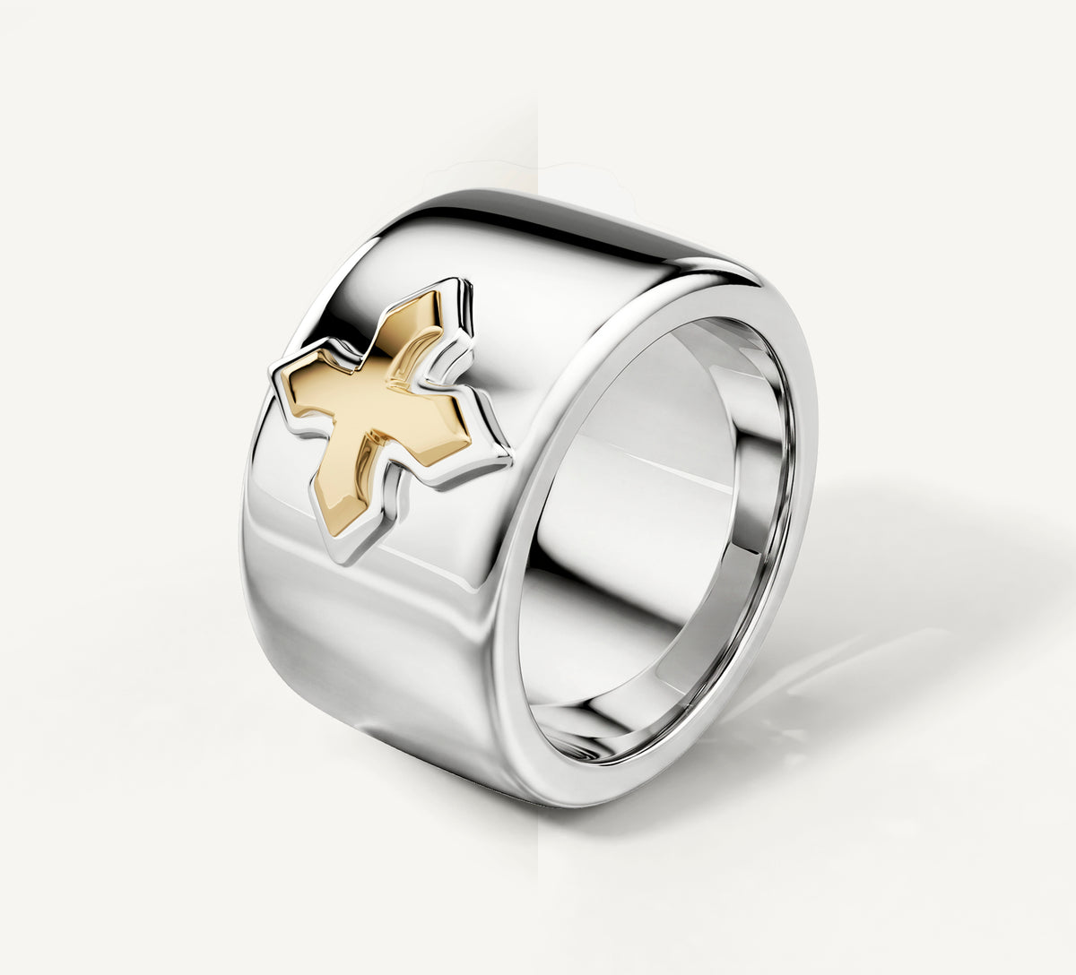 STQ Cross Band Ring<br>Sterling Silver / 14K Yellow Gold