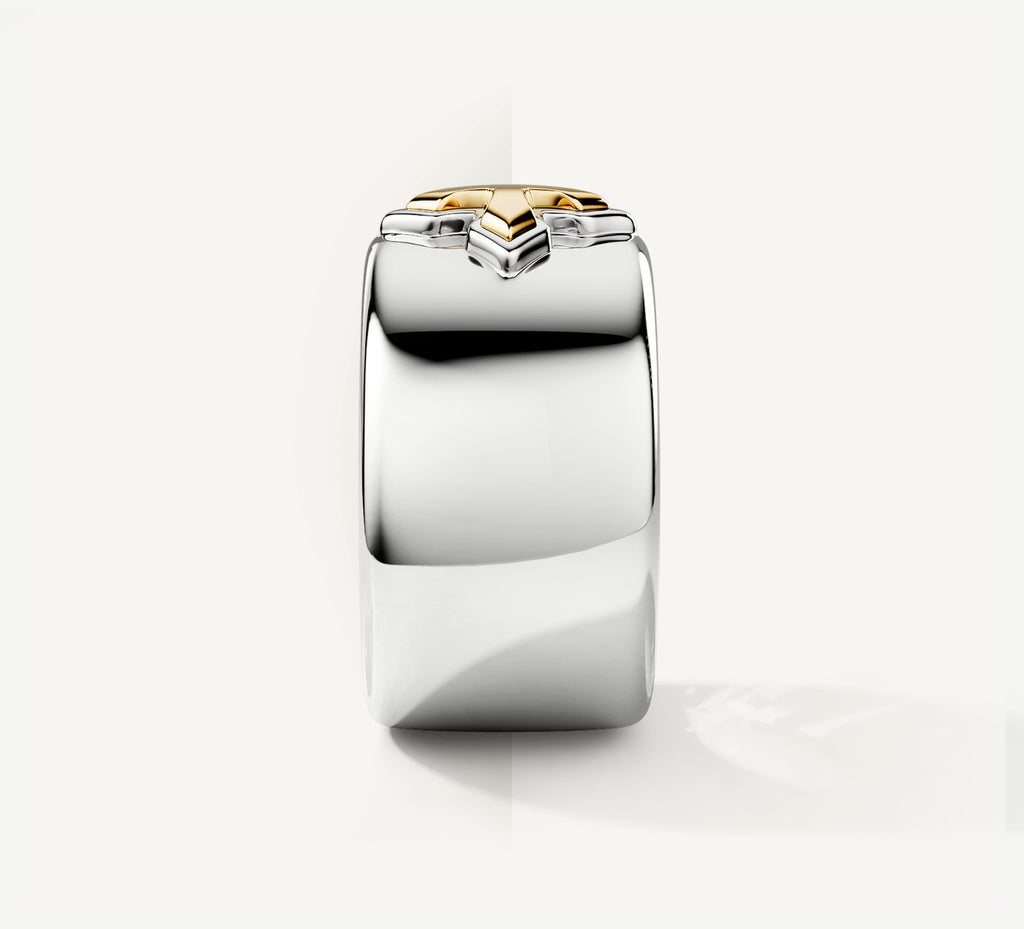 STQ Cross Band Ring<br>Sterling Silver / 14K Yellow Gold