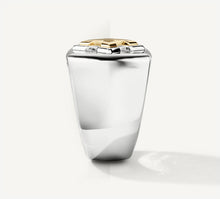 Load image into Gallery viewer, STQ Cross Signet Ring<br>Sterling Silver / 14K Yellow Gold
