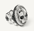 Deco Skull / Talon Signet Ring<br>with Pavé Black Diamonds
