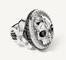 Load image into Gallery viewer, Deco Skull / Talon Signet Ring<br>with Pavé Black Diamonds
