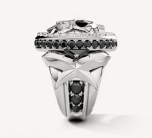 Load image into Gallery viewer, Deco Skull / Talon Signet Ring<br>with Pavé Black Diamonds
