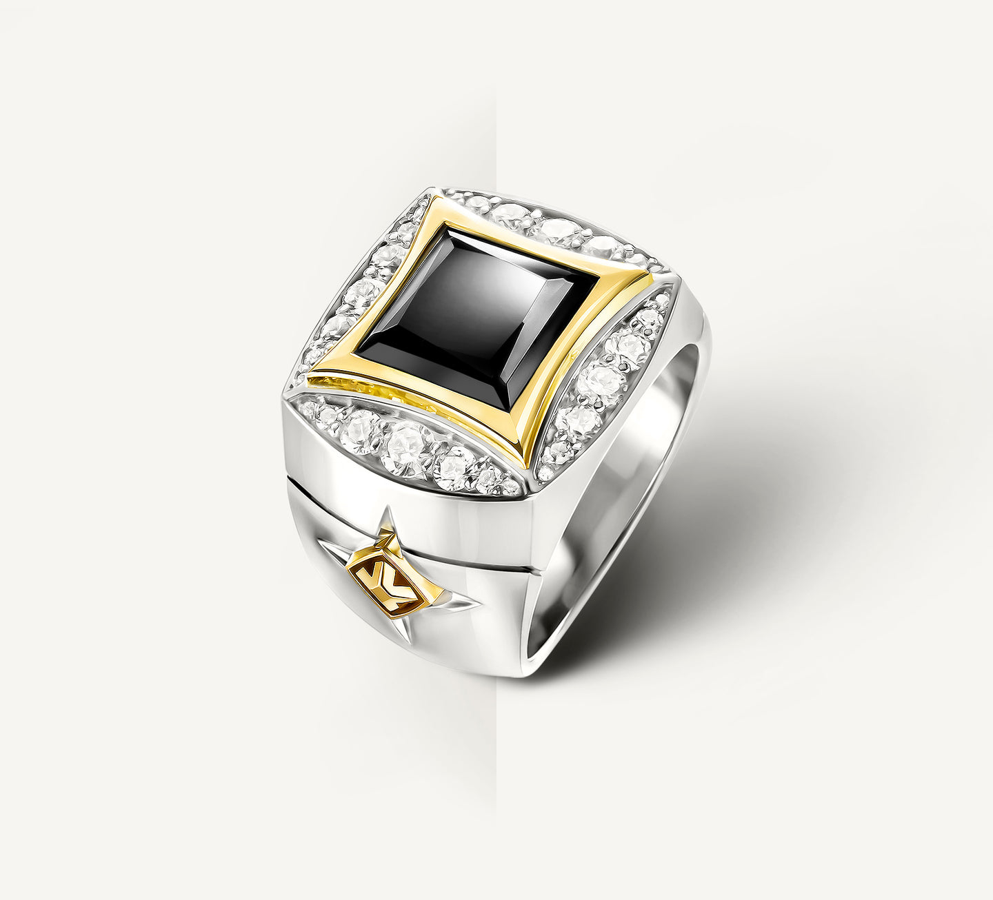 The Grand Signet Ring<br>Diamonds / Onyx & Mixed Metals