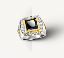 Load image into Gallery viewer, The Grand Signet Ring&lt;br&gt;Diamonds / Onyx &amp; Mixed Metals
