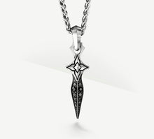 Load image into Gallery viewer, Star Dagger / Sterling Silver&lt;br&gt;w/Black Pavé Diamonds
