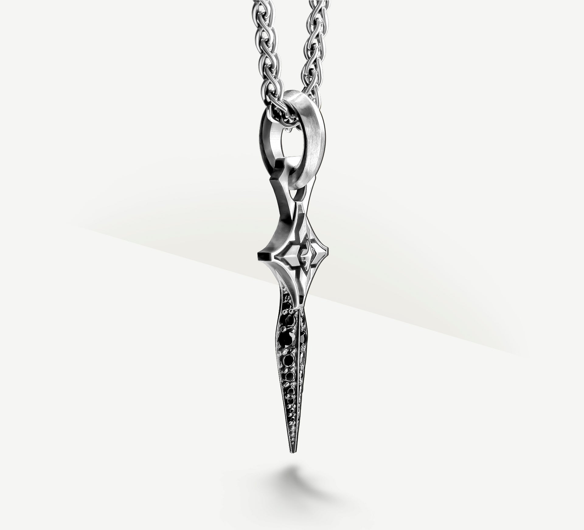 Star Dagger / Sterling Silver<br>w/Black Pavé Diamonds