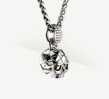 Load image into Gallery viewer, Deco Skull / Sterling Silver<br>Pavé Diamonds / Black Diamond Eyes
